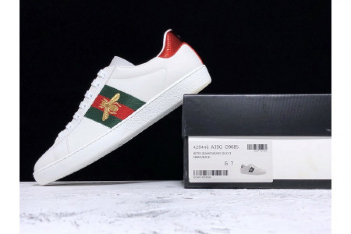 G*u*i ace embroidered low-top sneaker white with bee